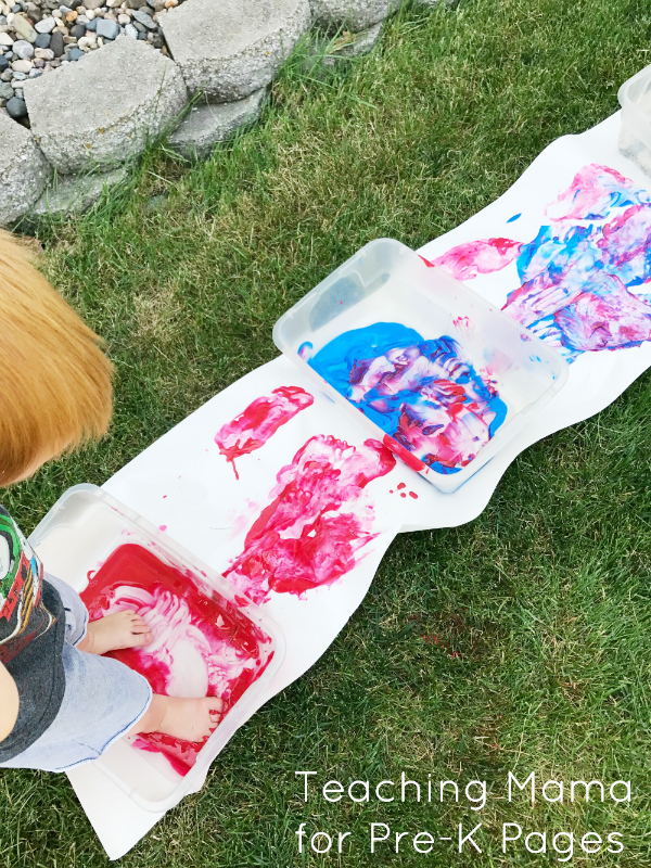 foot painting sensory art