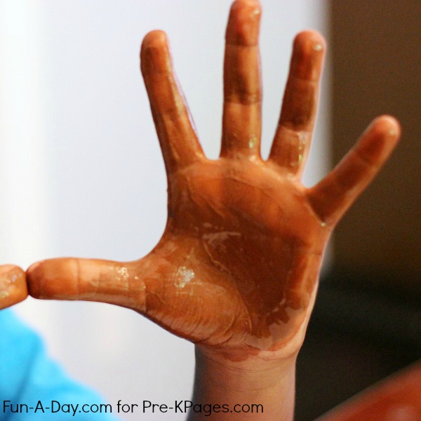 Pre-k student hand prints to make a class book