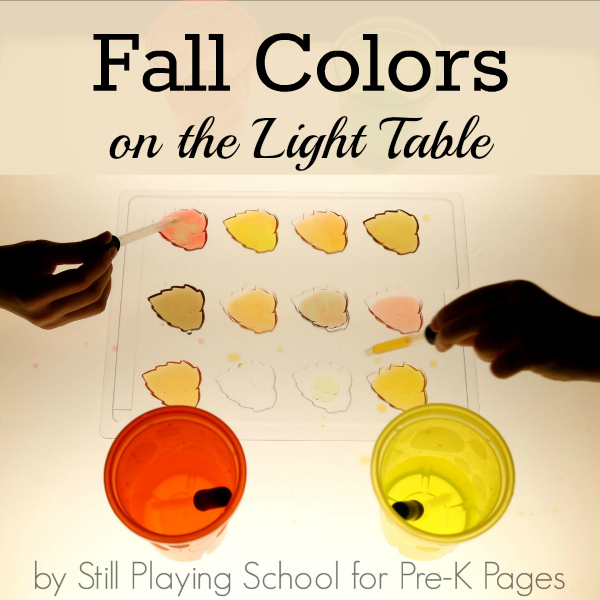 fall colors on light table preschool