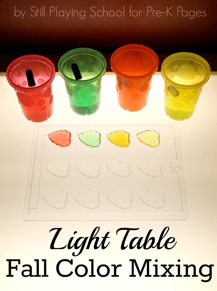 preschool light table fall