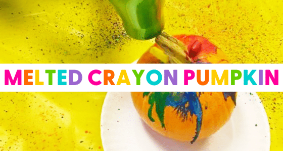 pumpkin with melted crayons on top with hairdryer