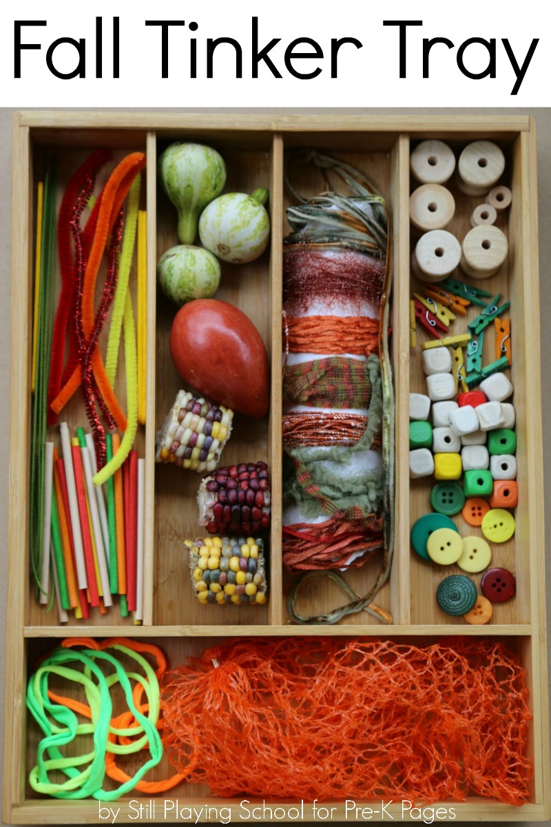 fall tinker tray preschool