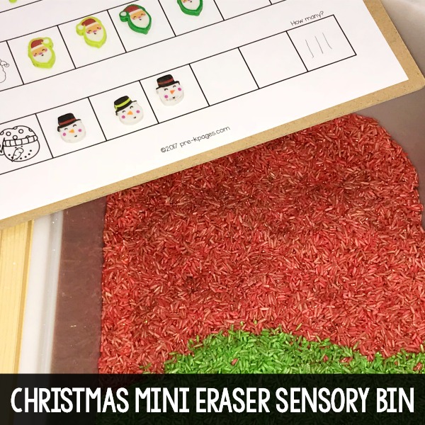 Christmas Mini Eraser Sensory Bin Search and Find Printable