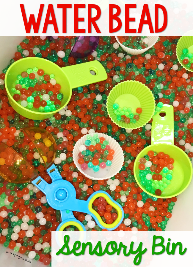 Christmas Water Bead Sensory Bin for Preschool