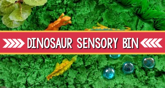 Dinosaur Sensory Bin kinetic sand
