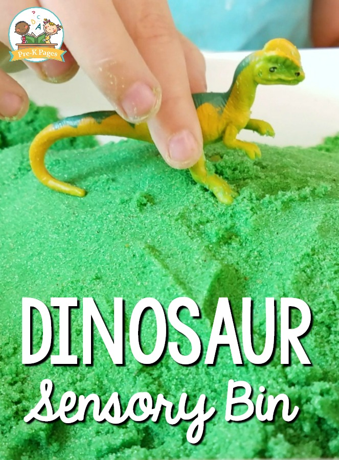 Dinosaur Sensory Bin with Kinetic Sand