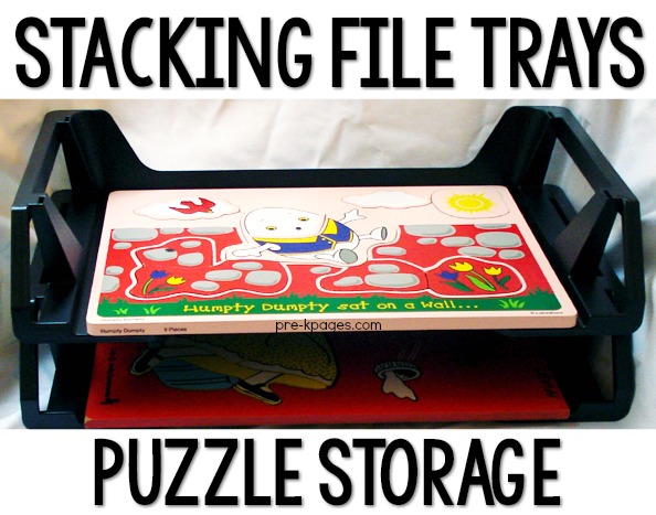 Stacking File Trays for Preschool Puzzle Storage
