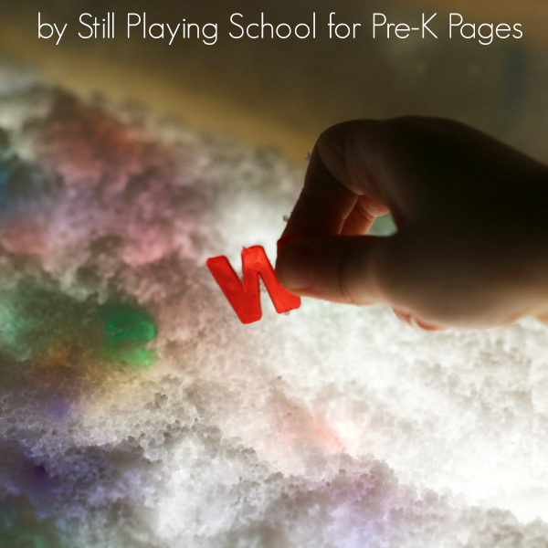 finding letter in insta-snow on light table