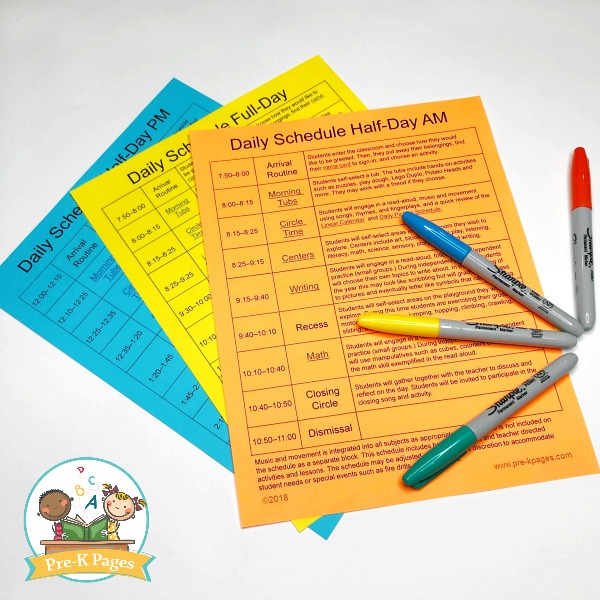 Printable Preschool Daily Schedule