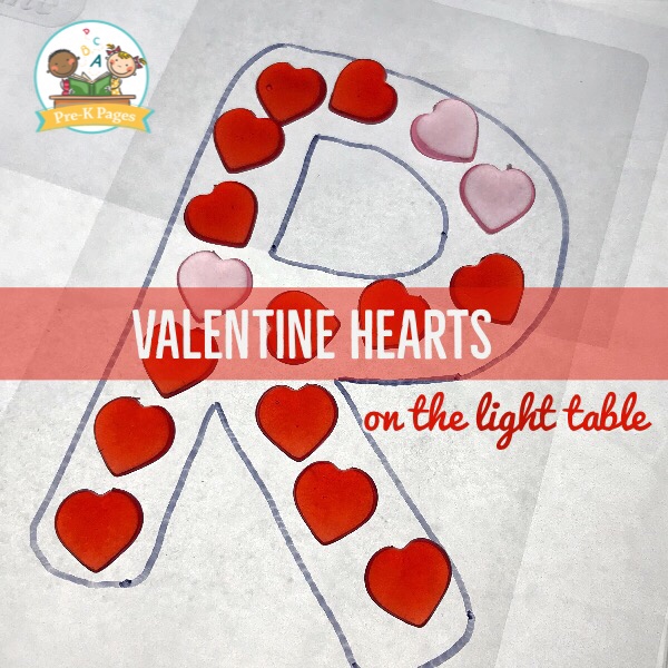 Valentine's Day Light Table Activities Valentine Heart Letters on the Light Table