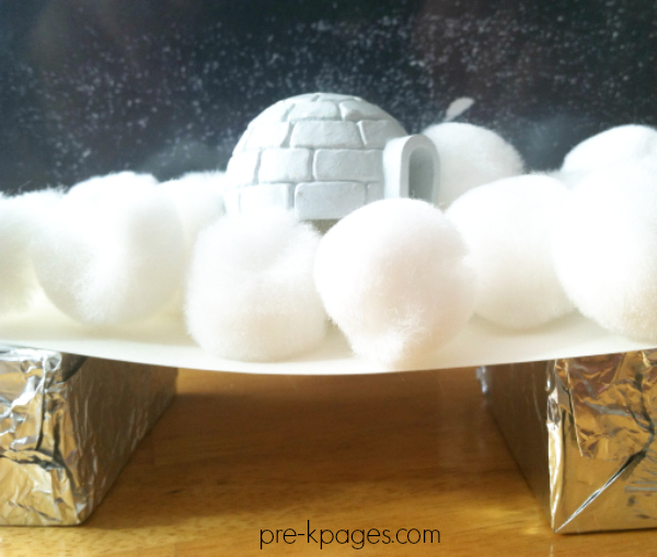 winter blocks center snow building