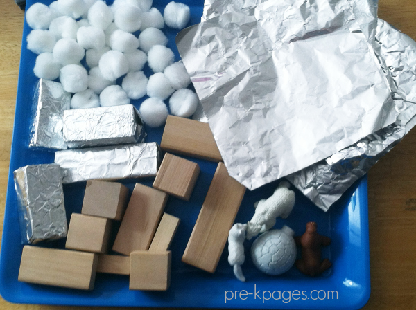 winter STEM tinker tray