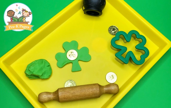 Gold Coins in Green Play Dough