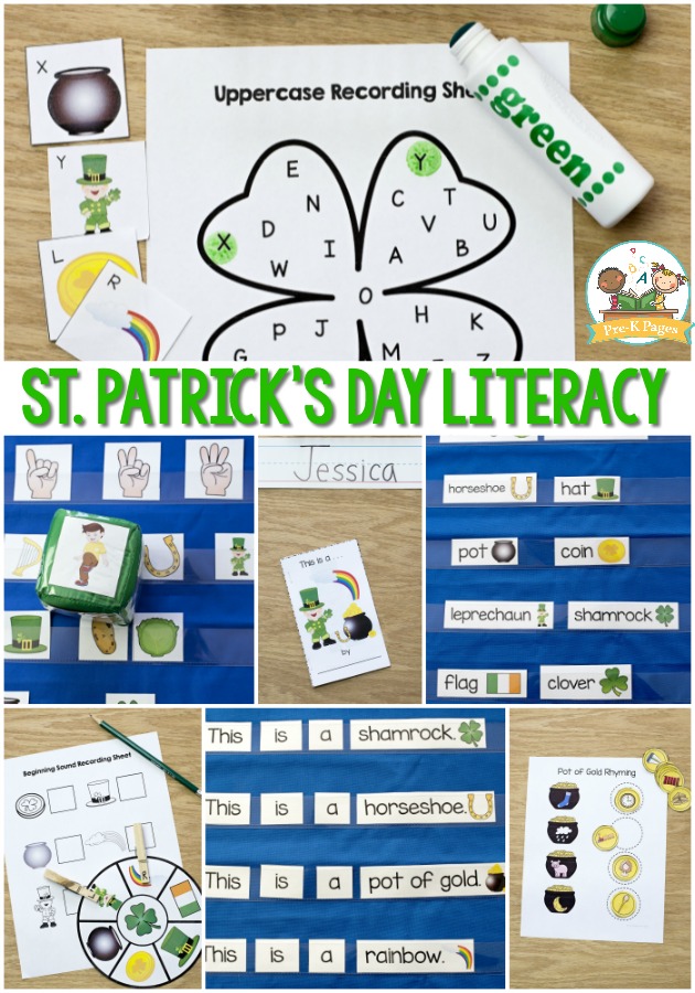 St. Patrick's Day Literacy Printables for Preschool