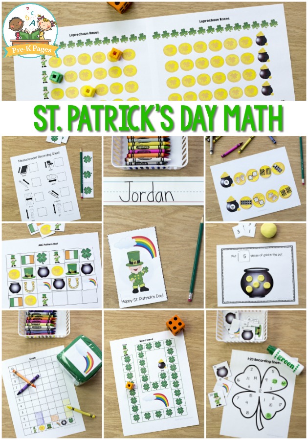 St. Patrick's Day Math Printables for Preschool