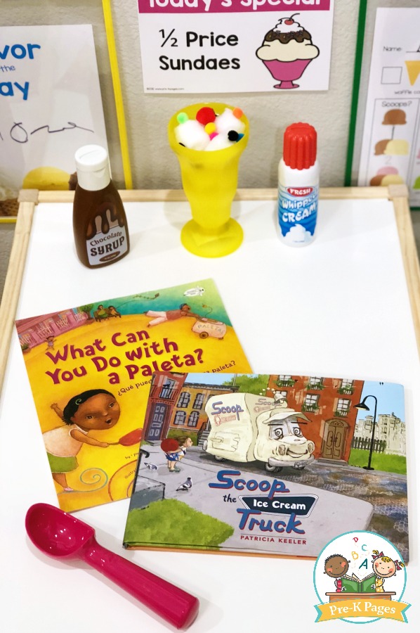 Books About Ice Cream in the Dramatic Play Center