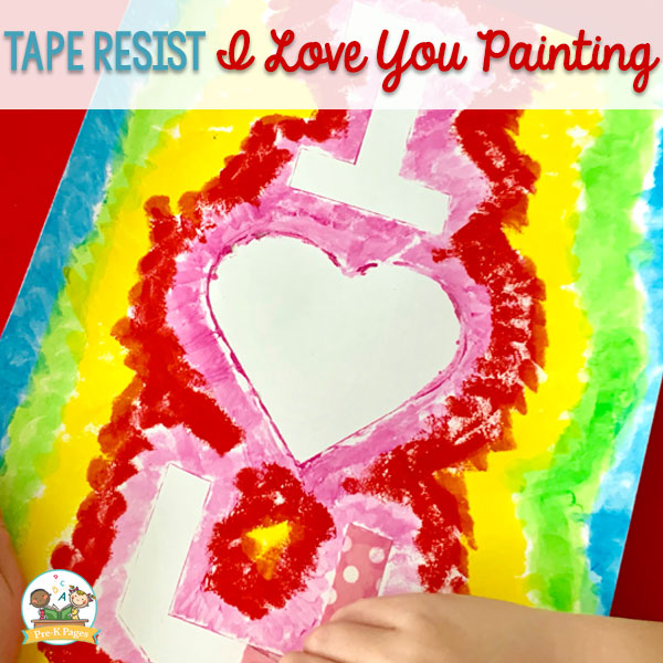 Tape Resist I Love You Painting