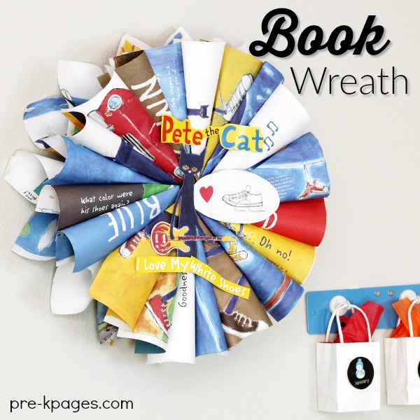 Pete the Cat Book Page Wreath Display