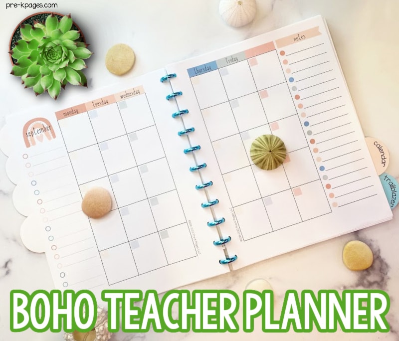 Boho Teacher Planner Calendar Pages