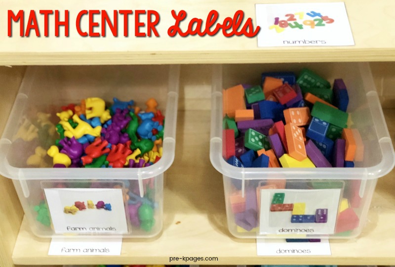 Math Center Labels for Preschool