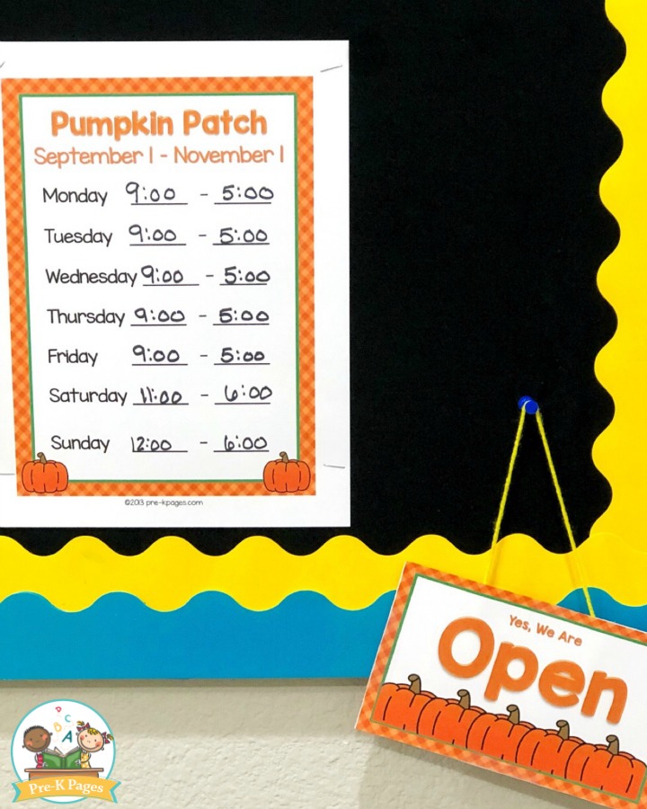 Pumpkin Patch Dramatic Play Printables