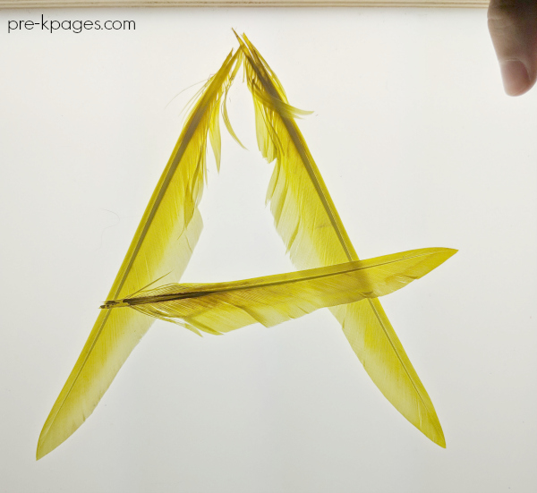 feathers literacy light table kindergarten