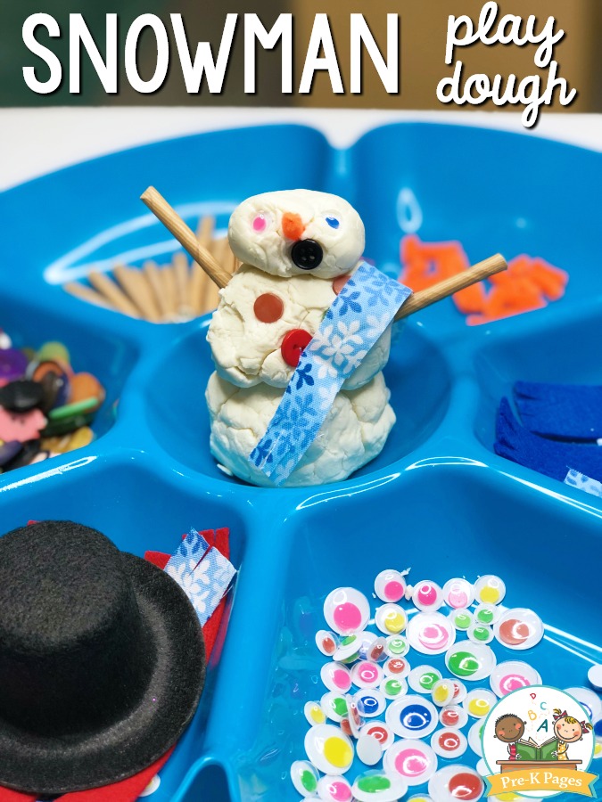 Snowman Play Dough Tray for Preschool