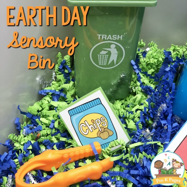 Earth Day Recycling Sort Sensory Bin for Preschoolers