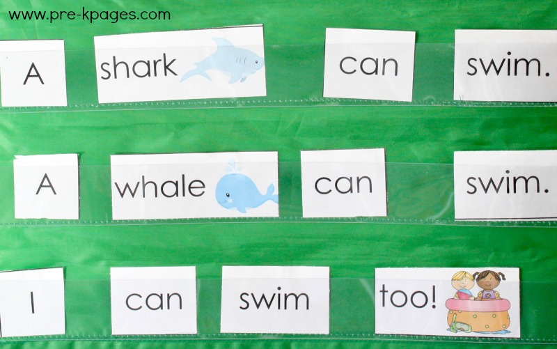Ocean Theme Pocket Chart Sentences