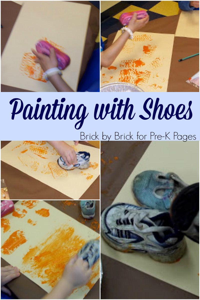 painting with shoes for preschool
