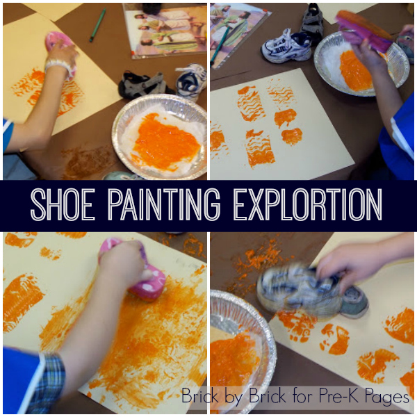 shoe painting exploration pre-K