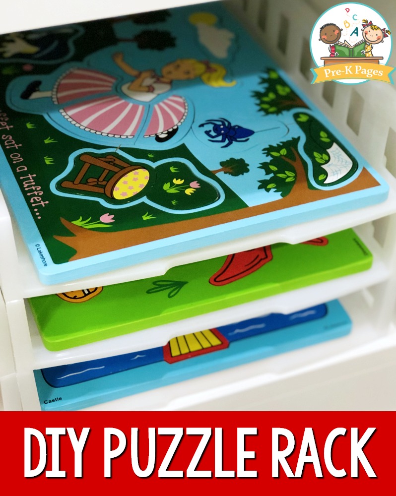 Inexpensive Puzzle Rack for Preschool