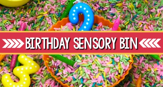 Birthday Party Sensory Bin for Preschool