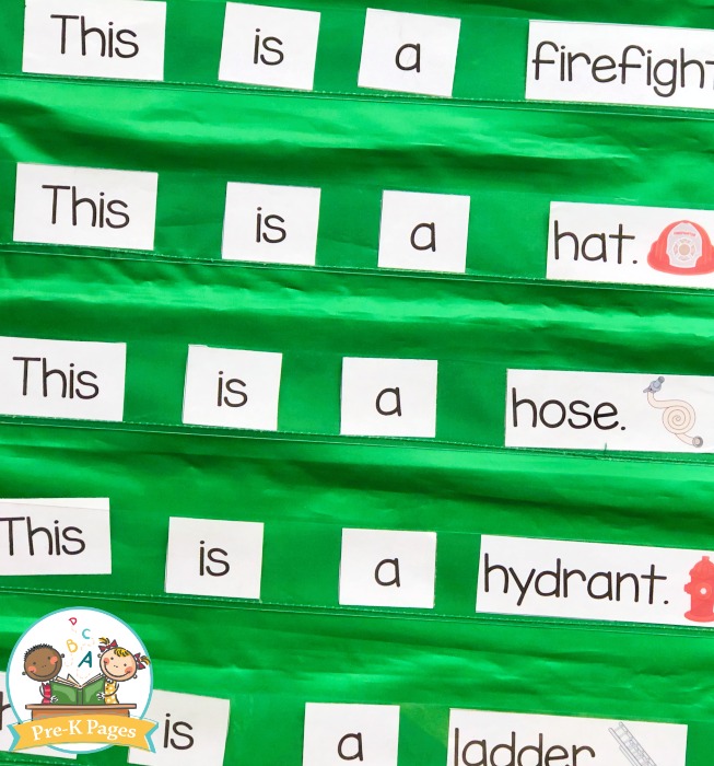 Fire Prevention Pocket Chart Sentences