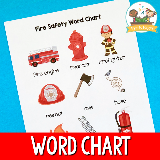 Fire Safety Word Chart