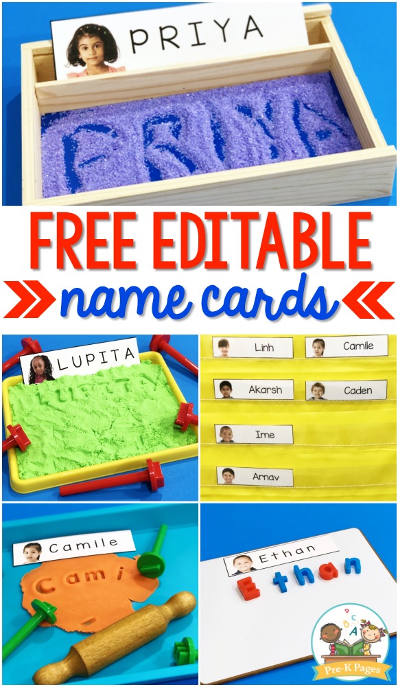 Free Editable Name Cards with Student Pictures