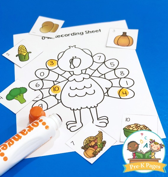 Thanksgiving Number Activity for Preschool