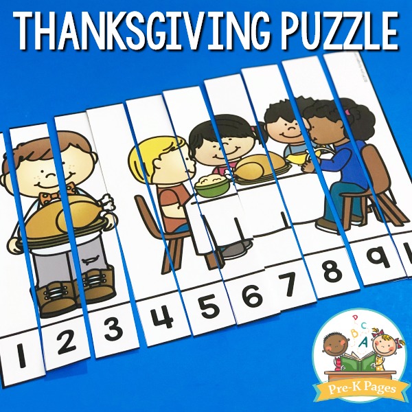 Thanksgiving Number Puzzle for Preschool