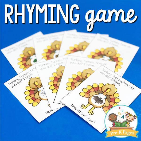 Thanksgiving Rhyming Game for Preschoolers