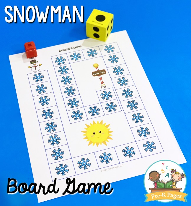 Snowman Board Game for Preschool