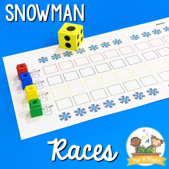 Snowman Races Game for Preschool
