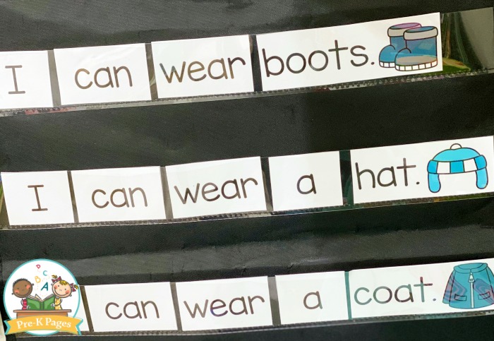 Winter Pocket Chart Sentences for Emergent Readers