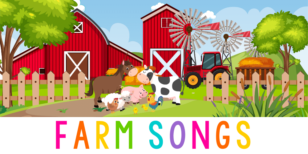 colorful cartoon image of animals on the farm