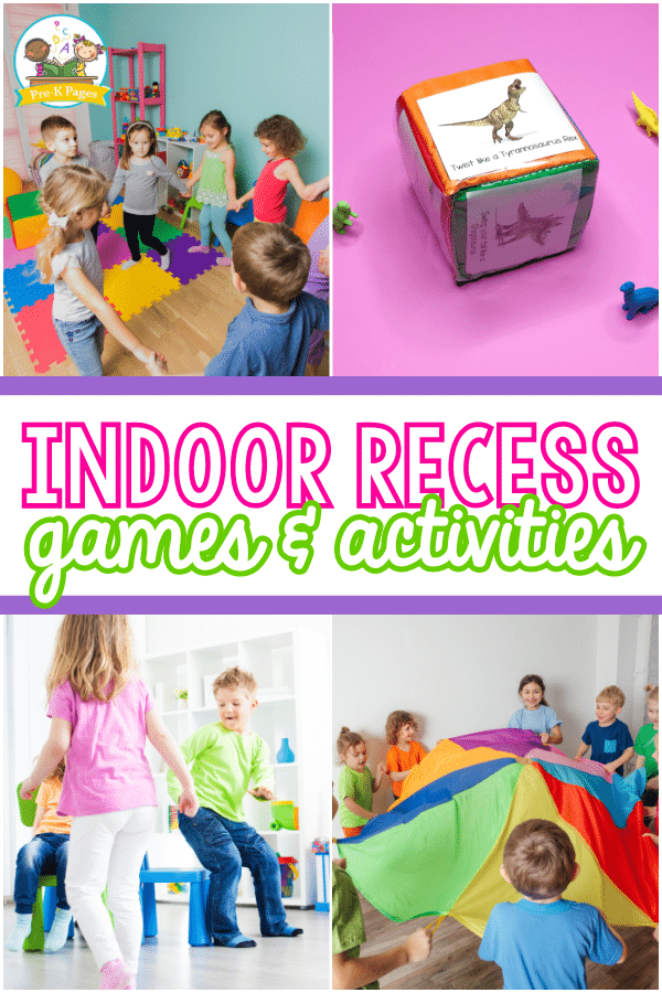 4 images showing different indoor recess games