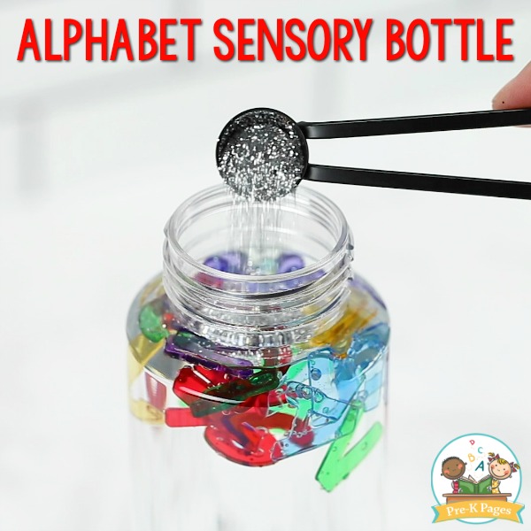 Alphabet Sensory Bottle with Glitter