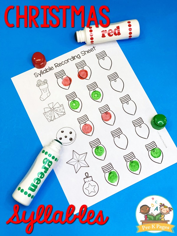 Christmas Syllable Stamping Activity