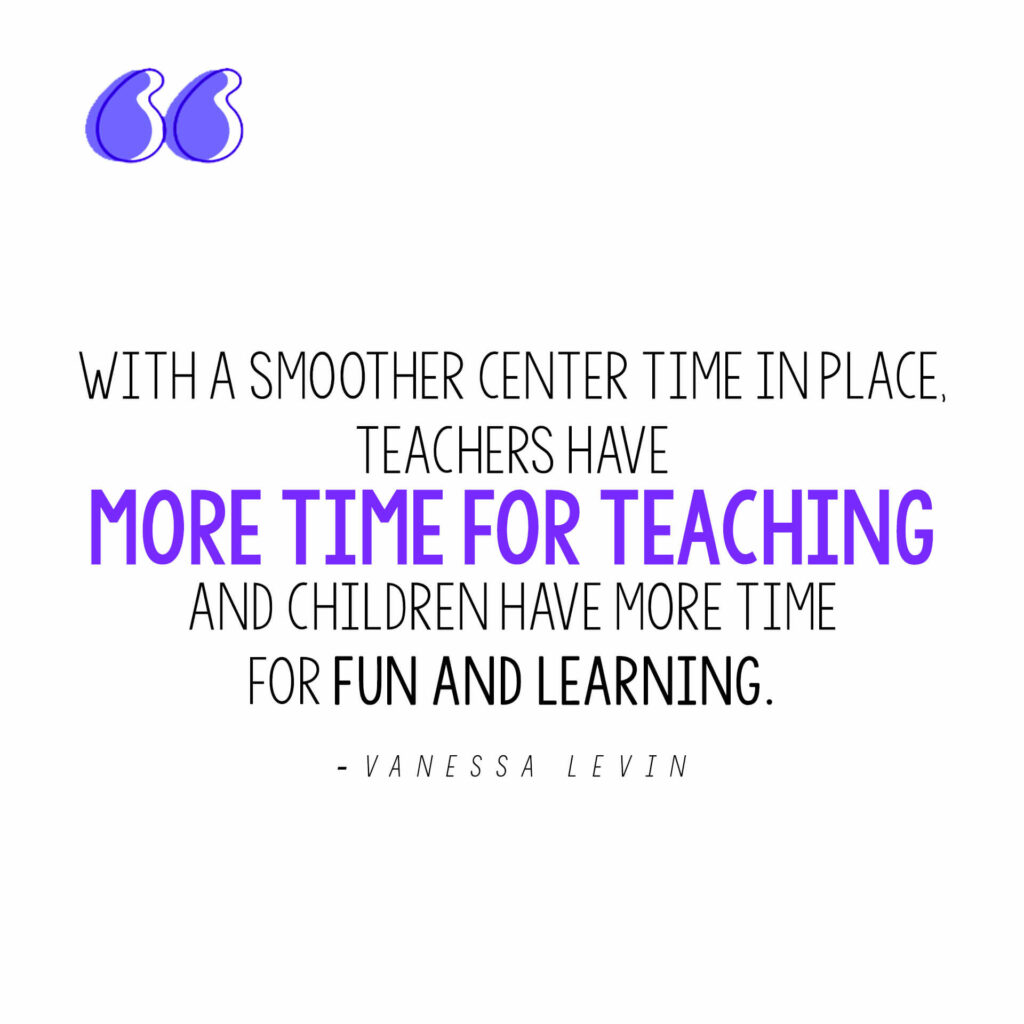 Vanessa Levin quote on why smooth-running learning centers are essential for preschool and pre-k