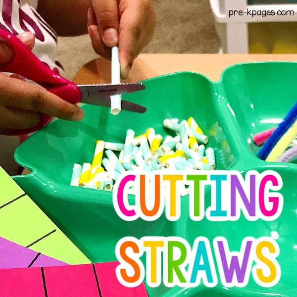 Cutting Straws in Preschool