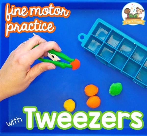 Fine Motor Practice with tweezers