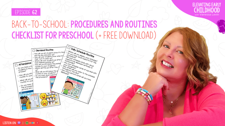Procedures and Routines Checklist for the 1st Day of Preschool